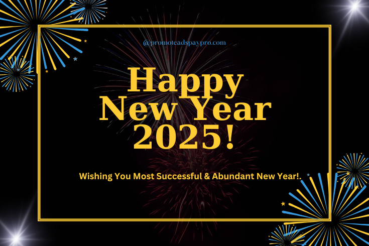 Happy New Year 2024 PromoteAdsPayPro graphic